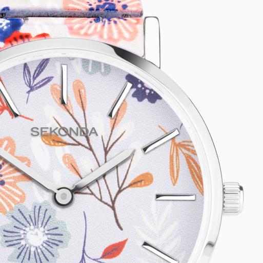 Sekonda Maxima Ladies Watch | Silver Alloy Case & Stainless Steel Expander Bracelet with Floral Dial | 40580